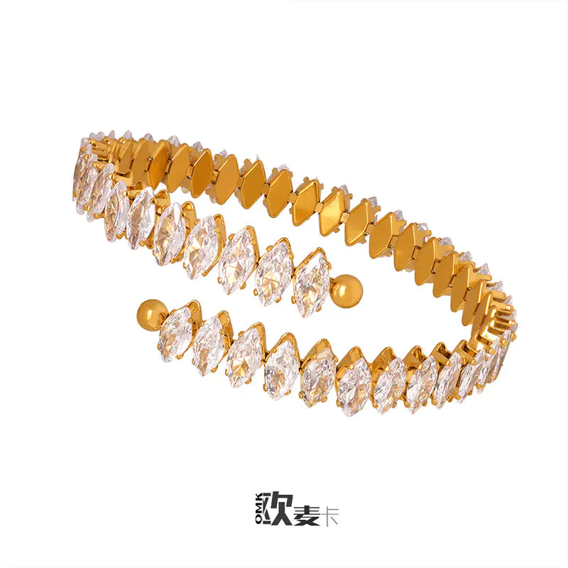 Trendy Cross-Border Luxury Diamond Stone Open Bracelet