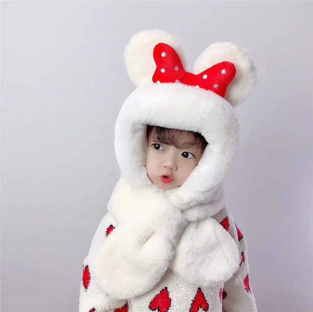 Thick Warm Children's Scarves and Hats with Cute Designs