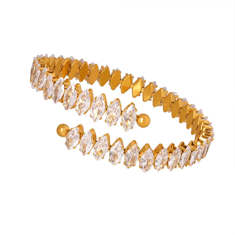 Trendy Cross-Border Luxury Diamond Stone Open Bracelet