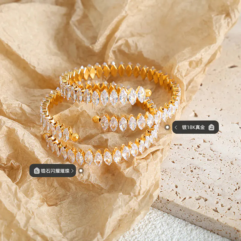 Trendy Cross-Border Luxury Diamond Stone Open Bracelet