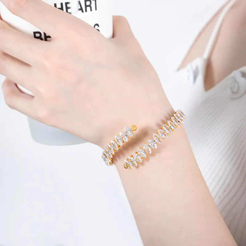 Trendy Cross-Border Luxury Diamond Stone Open Bracelet